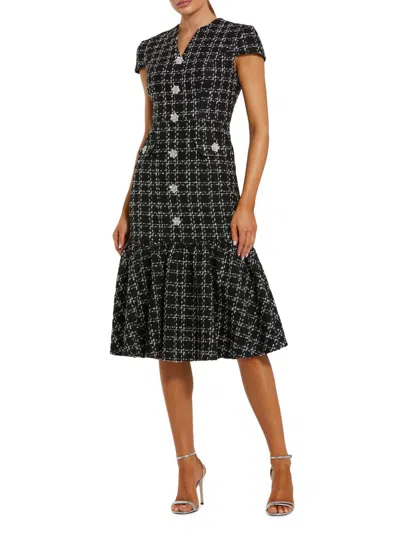 Mac Duggal Women's Boucle Tweed Midi-dress In Black