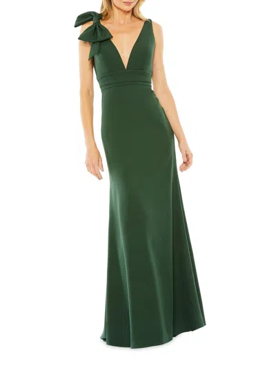 Mac Duggal Women's Bow V-neck A-line Gown In Green