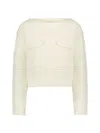 Mac Duggal Women's Cotton Flap Pocket Buttoned Sweater In Cream
