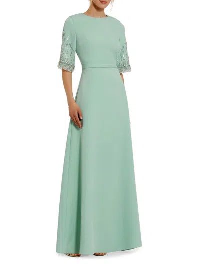 Mac Duggal 2270 Beaded Long A Line Formal Dress In Green