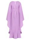 Mac Duggal Crepe Boat Neck Shawl Gown With Belt In Orchid