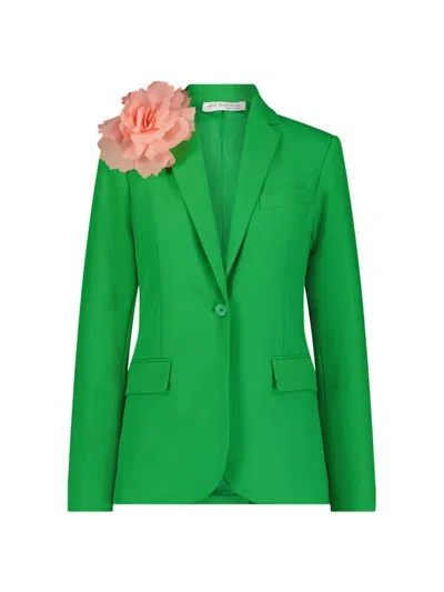 Mac Duggal Women's Crepe Floral Appliqué Blazer In Green