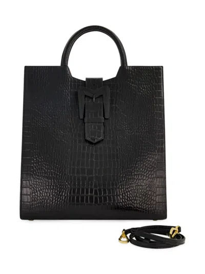 Mac Duggal Women's Crocodile-embossed Leather Shopper Tote Bag In Black