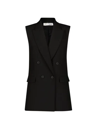 Mac Duggal Women's Double-breasted Sleeveless Blazer In Black