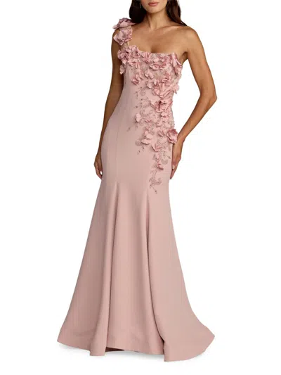 Mac Duggal Women's Embellished Crepe One-shoulder Mermaid Gown In Pink