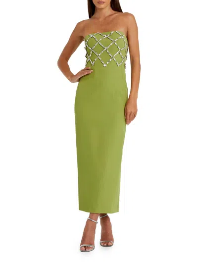 Mac Duggal Women's Embellished Crepe Strapless Maxi Dress In Green