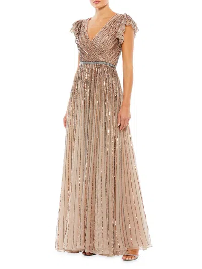 Mac Duggal Women's Embellished Flutter-sleeve A-line Gown In Copper