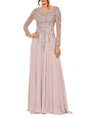 Mac Duggal Women's Embellished Illusion Long-sleeve A-line Gown In Vintage Lilac