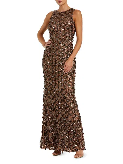 Mac Duggal Women's Embellished Mesh Gown In Brown