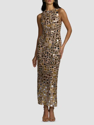 Mac Duggal Women's Embellished Mesh Sleeveless Maxi Dress In Neutral