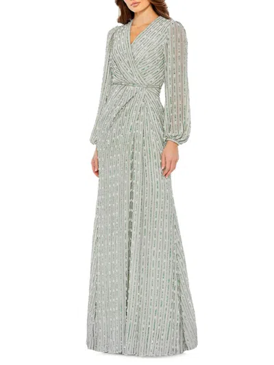 Mac Duggal Women's Embellished Surplice Gown In Green