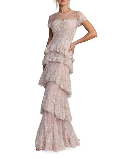Mac Duggal Women's Embellished Tiered Gown In Pink
