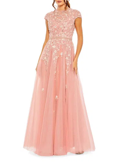 Mac Duggal 20511 Long Formal Dress A Line Floral Evening Gown In Pink