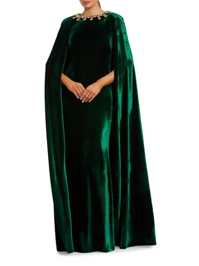 Mac Duggal 68977 Long Formal Mother Of The Bride Velvet Dress In Green
