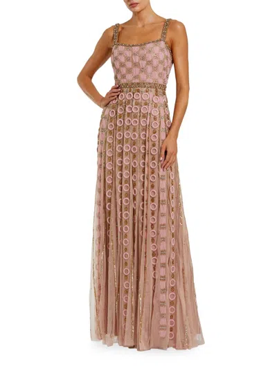 Mac Duggal Women's Embroidered Mesh A-line Gown In Pink
