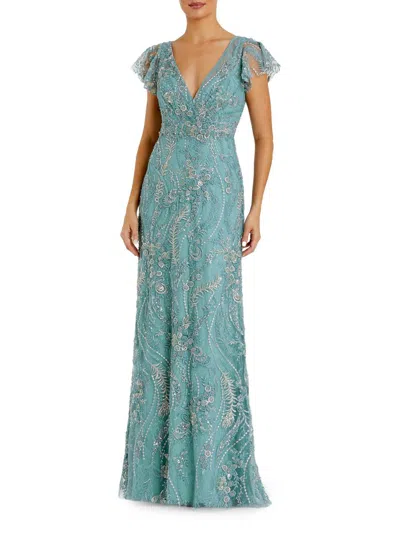 Mac Duggal Women's Embroidered Sequined Gown In Green