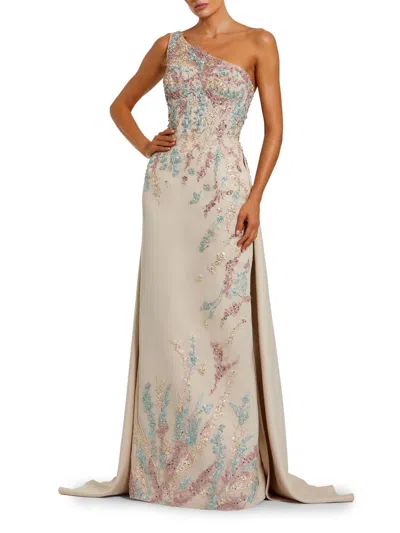 Mac Duggal Women's Embroidered Sequined One-shoulder Gown In Pink