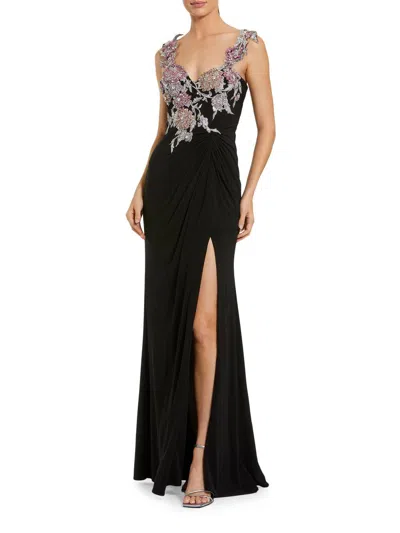 Mac Duggal 11956 Long Prom Beaded Formal Evening Dress In Black