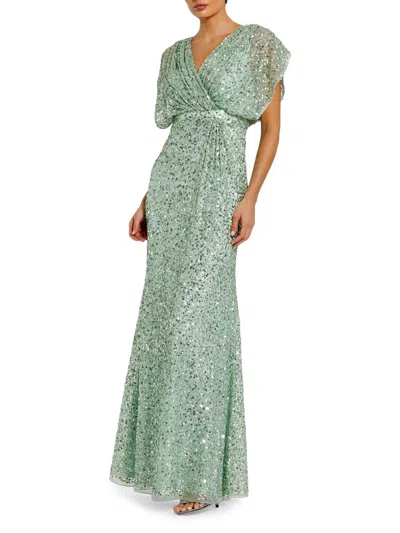 Mac Duggal Women's Evening Metallic Blouson Gown In Gray