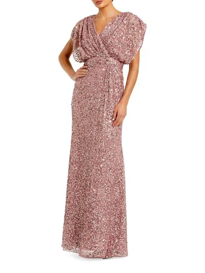 Mac Duggal Women's Evening Metallic Blouson Gown In Brown