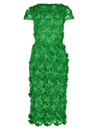 Mac Duggal Women's Eyelet Floral Lace Sheath Midi-dress In Spring Green