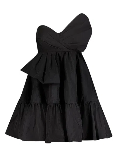 Mac Duggal Strapless Faille Twist Bow Mini Dress In Black