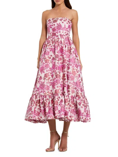 Mac Duggal 56092 Tea Length Floral Ruffle Cocktail Dress In Multi