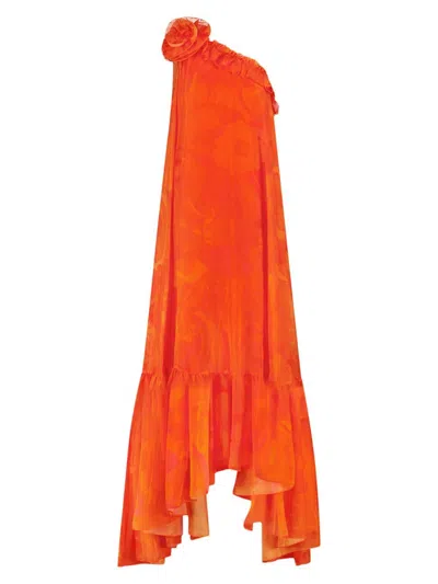Mac Duggal Women's Floral Chiffon One-shoulder Maxi Dress In Sunset Multi