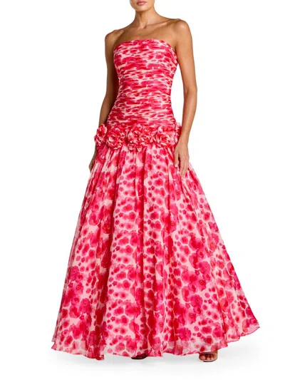 Mac Duggal Women's Floral Chiffon Strapless Gown In Multi