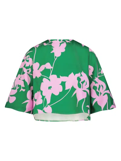 Mac Duggal Women's Floral Crêpe Boxy Top In Green Multi