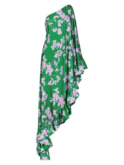 Mac Duggal Women's Floral Draped Asymmetric Maxi Dress In Green Multi
