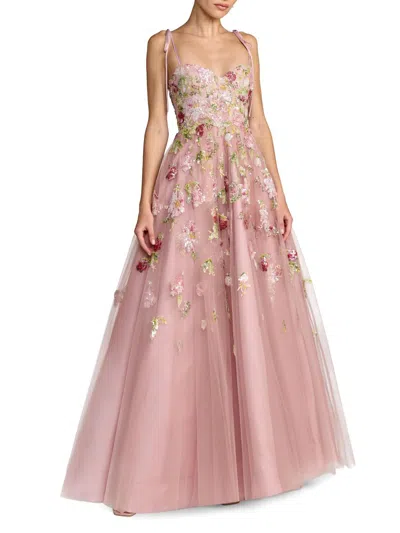 Mac Duggal Women's Floral Seqiun Ribbon Gown In Multi
