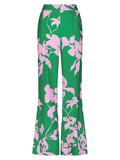Mac Duggal Women's Floral Wide-leg Trousers In Green Multi