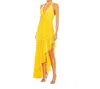 Mac Duggal Ruched Asymmetric Chiffon Dress In Yellow