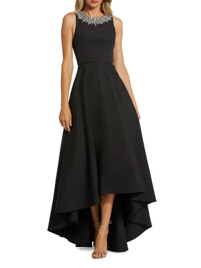 Mac Duggal Women's Ieena Embellished Crepe High-low Gown In Black