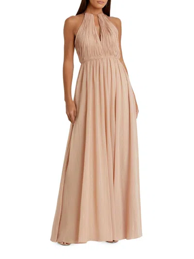 Mac Duggal Women's Ieena Keyhole Chain Halter Gown In Pink