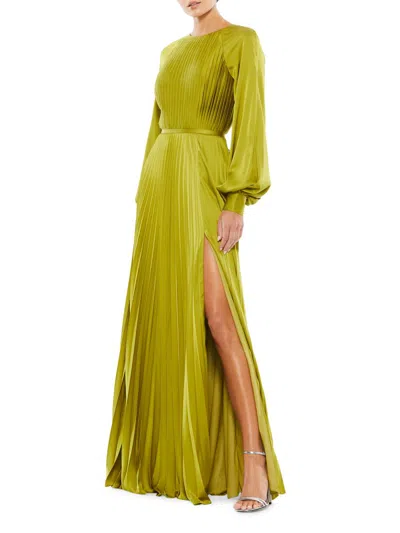 Mac Duggal Women's Ieena Pleated A-line Chiffon Gown In Green