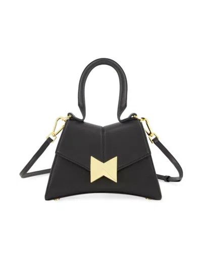 Mac Duggal Women's Mini Angular Leather Top Handle Bag In Black