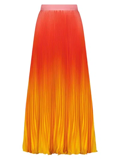 Mac Duggal Women's Ombré Pleated Satin Maxi Skirt In Sunset Ombre