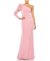 Mac Duggal One Shoulder Puff Sleeve Gown In Rose Pink