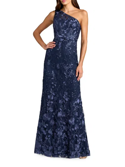 Mac Duggal One Shoulder Lace Embroidered Gown In Multi