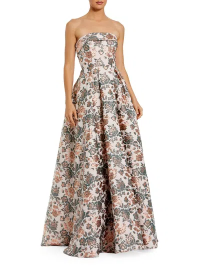 Mac Duggal Petite Strapless Floral Brocade Ball Gown In Multi