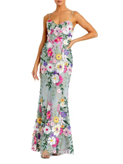 Mac Duggal Petite Floral Embroidered Sleeveless Bustier Gown In Multi