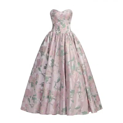 Mac Duggal Floral Strapless Ballgown With Pockets In Multi
