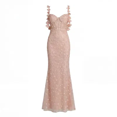 Mac Duggal Women's Pink Sweetheart Neck Embellished Gown With Floral Detail In Multi