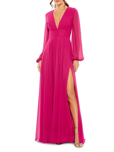 Mac Duggal Women's Plunging V-neck Gown In Berry
