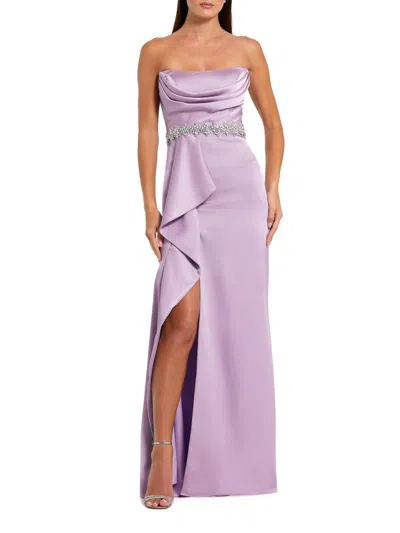 Mac Duggal 44133 Long Formal Slit Fitted Prom Dress In Purple