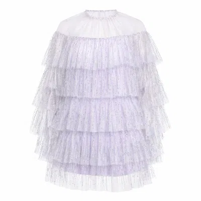 Mac Duggal Women's Purple Embellished High Neck Ruffle Mini Dress