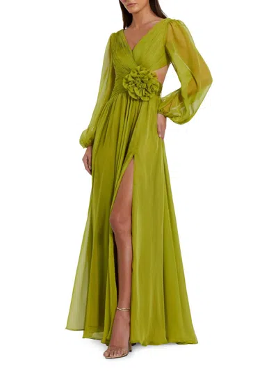 Mac Duggal Women's Ruched Chiffon A-line Gown In Green