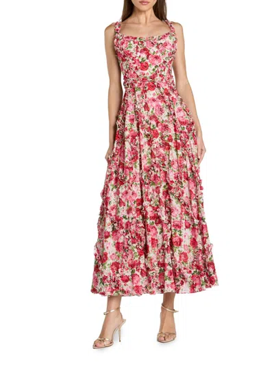 Mac Duggal Women's Ruffle Floral Sweetheart Maxi Dress In Pink